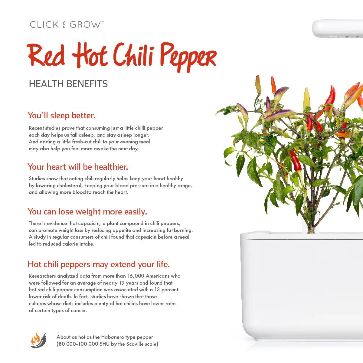 Click & Grow Red Hot Chili Pepper Health Benefits