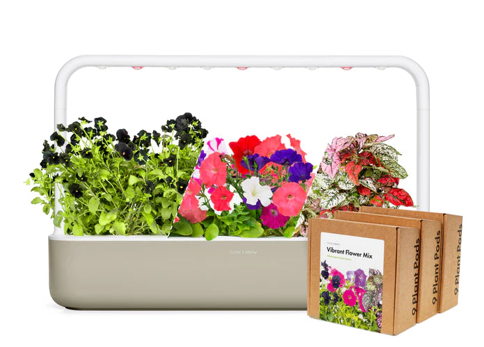 Click and Grow Smart Garden 9 Vibrant Flower Mix Kit in Beige