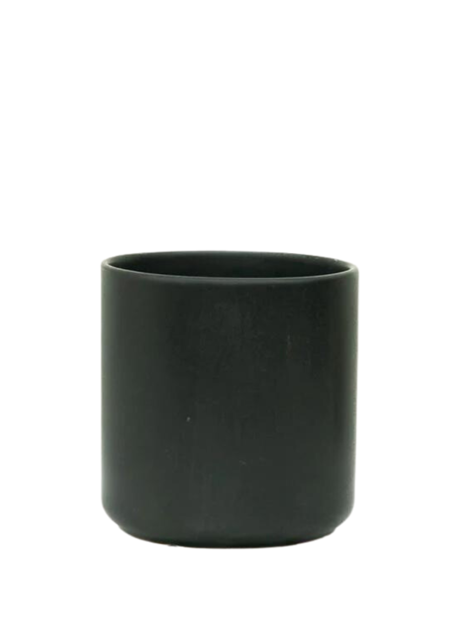 Cylindrical Ceramic Planter, Black 5" Wide
