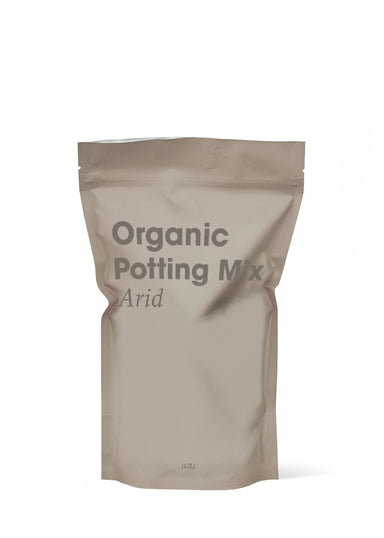 Organic Potting Mix for Arid Plants in a brown bag with a white background