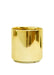 Shiny Gold Cylindrical Ceramic planter 5" wide with a white background