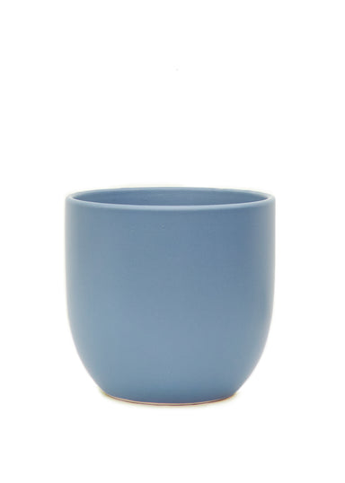 Indigo 5" Wide Rounded Ceramic Planter with a white background